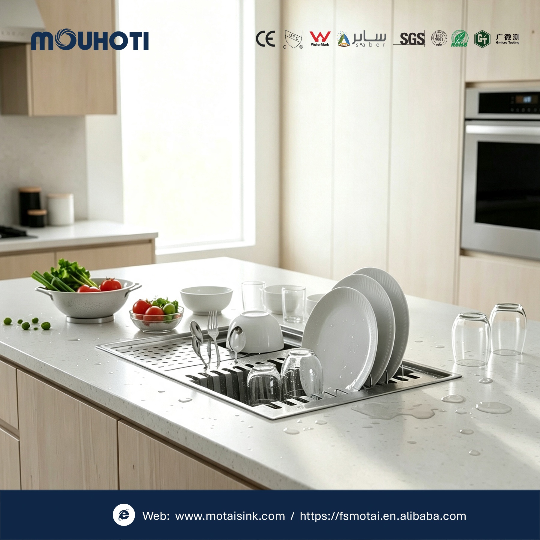 Brazil Hot Sell Undermount Sink With Stainless Drainboard