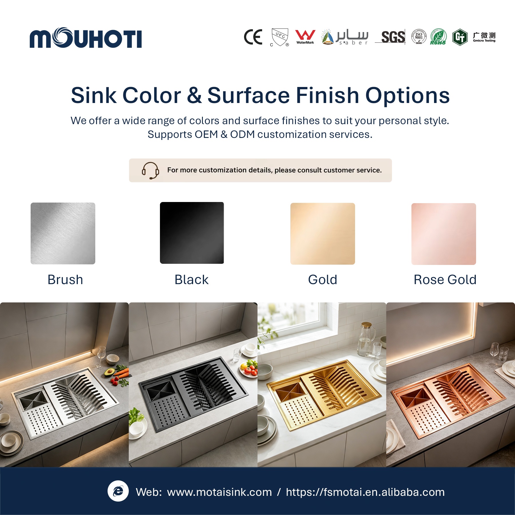 Brazil Hot Sell Undermount Sink With Stainless Drainboard
